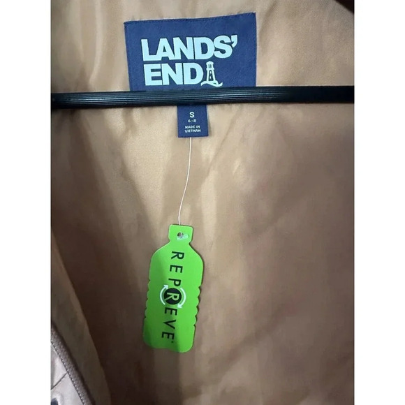 Womens LANDS` END Feather Free Insulated Puffer Vest Brown Animal Print Sz Small - Picture 4 of 6